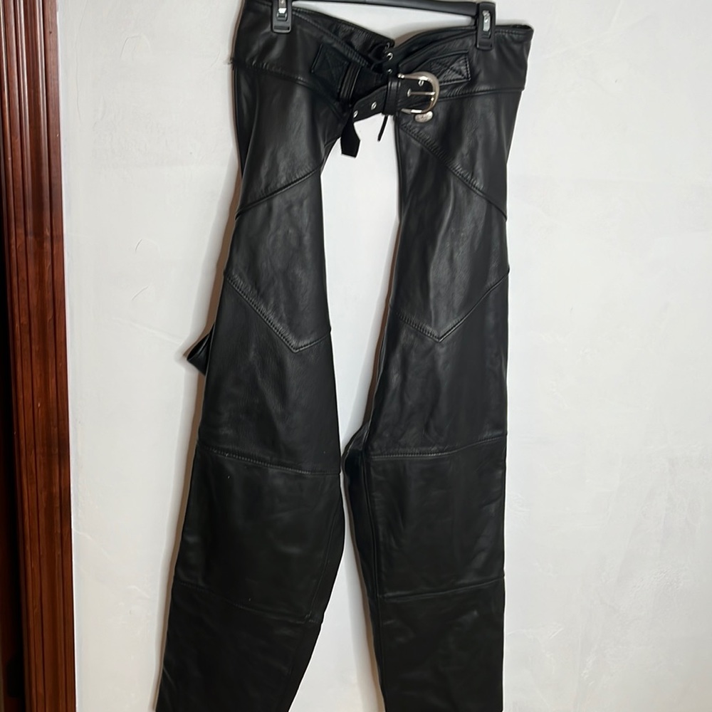 Harley-Davidson Black Leather Chaps Sz XXL - Picture 3 of 12